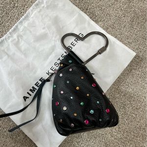 Aimee Kestenberg Black Pouch with heart shaped handle - All My Heart